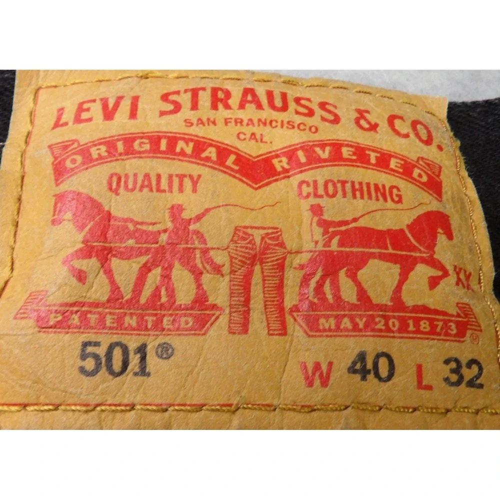 Levi's 501 Original Fit Straight Leg Button Fly Stretch Men W40xL32 Black Jeans